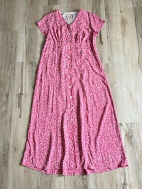 April Cornell Pink Floral Button-Front Dress